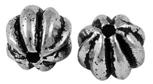 Lot de 25 perles rondes cÃ´telees couleur argent tibetain-9mm